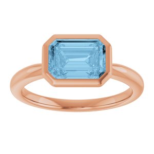 14K Rose Gold Natural Sky Blue Topaz Solitaire Ring