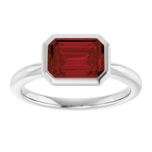 Platinum Natural Mozambique Garnet Solitaire Ring