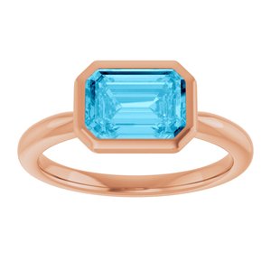14K Rose Gold Natural Aquamarine Solitaire Ring