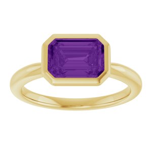 10K Yellow Gold Natural Amethyst Solitaire Ring