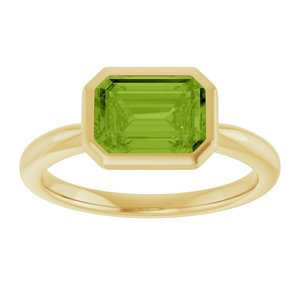 10K Yellow Gold Natural Peridot Solitaire Ring