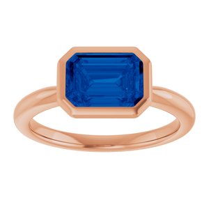 14K Rose Gold Lab-Grown Blue Sapphire Solitaire Ring