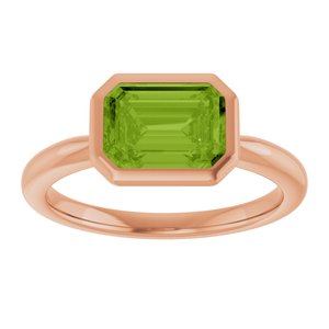 14K Rose Gold Natural Peridot Solitaire Ring