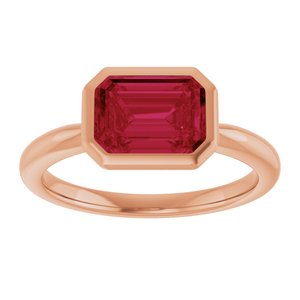 14K Rose Gold Lab-Grown Ruby Solitaire Solitaire Ring