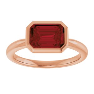 14K Rose Gold Natural Mozambique Garnet Solitaire Ring