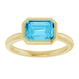 10K Yellow Gold Natural Aquamarine Solitaire Ring