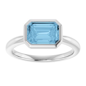 Platinum Natural Sky Blue Topaz Solitaire Ring
