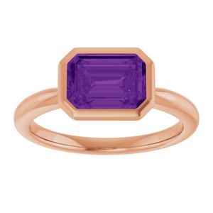 14K Rose Gold Natural Amethyst Solitaire Ring