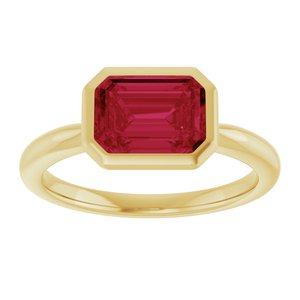 14K Yellow Gold Lab-Grown Ruby Solitaire Solitaire Ring