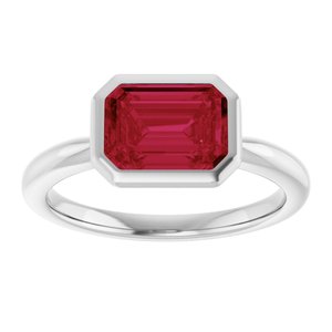 Sterling Silver Lab-Grown Ruby Solitaire Solitaire Ring