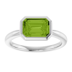 Sterling Silver Natural Peridot Solitaire Ring