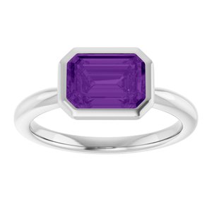 Platinum Natural Amethyst Solitaire Ring