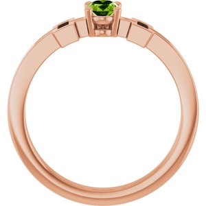 14K Rose Gold Natural Peridot Youth Cross Ring