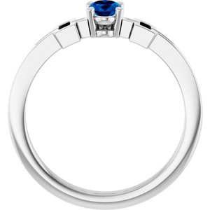 Sterling Silver Lab-Grown Blue Sapphire Youth Cross Ring