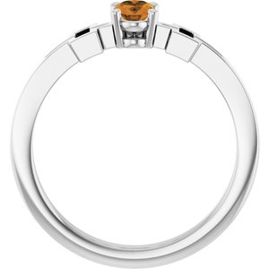 Platinum Natural Citrine Youth Cross Ring