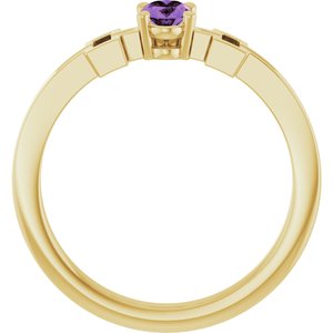 14K Yellow Gold Natural Amethyst Youth Cross Ring