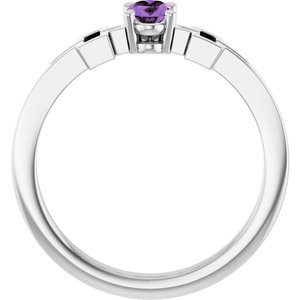 Sterling Silver Natural Amethyst Youth Cross Ring