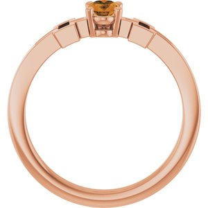 14K Rose Gold Natural Citrine Youth Cross Ring