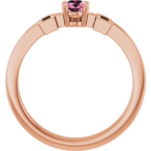14K Rose Gold Natural Pink Tourmaline Youth Cross Ring
