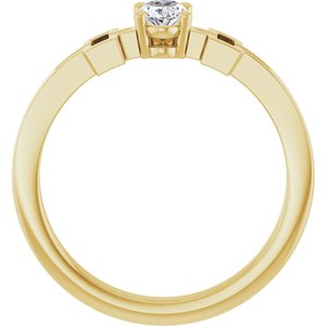 14K Yellow Gold Natural White Sapphire Youth Cross Ring