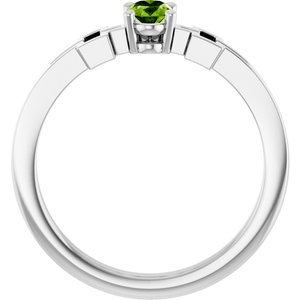 Platinum Natural Peridot Youth Cross Ring