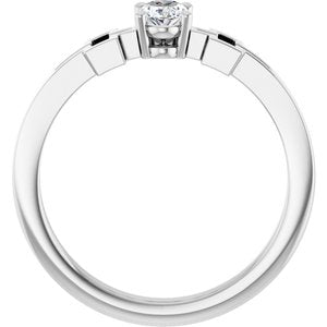 Platinum Natural White Sapphire Youth Cross Ring