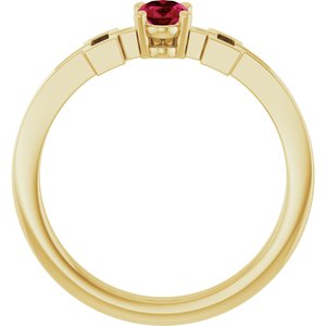 14K Yellow Gold Lab-Grown Ruby Youth Cross Ring