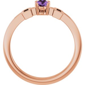 14K Rose Gold Natural Amethyst Youth Cross Ring