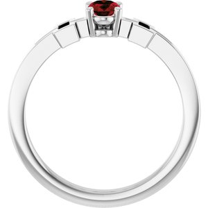 Platinum Natural Mozambique Garnet Youth Cross Ring