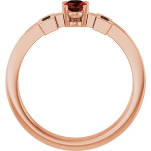 14K Rose Gold Natural Mozambique Garnet Youth Cross Ring