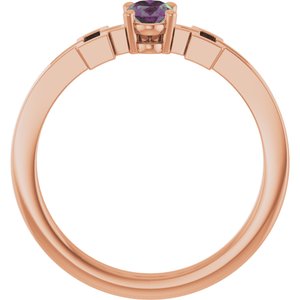 14K Rose Gold Lab-Grown Alexandrite Youth Cross Ring