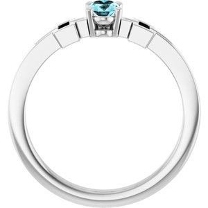 Sterling Silver Natural Blue Zircon Youth Cross Ring