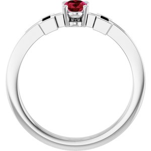 14K White Gold Natural Ruby Youth Cross Ring