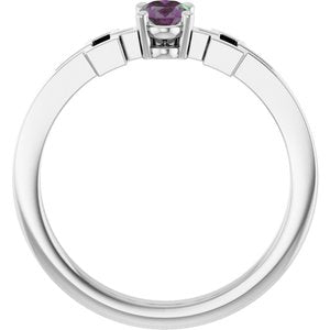 Sterling Silver Lab-Grown Alexandrite Youth Cross Ring