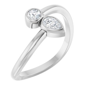 Platinum 1/4 CTW Natural Diamond Two-Stone Bypass Ring
