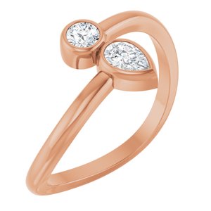 14K Rose Gold 1/4 CTW Natural Diamond Two-Stone Bypass Ring