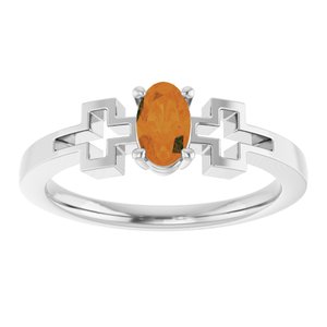 Platinum Natural Citrine Youth Cross Ring