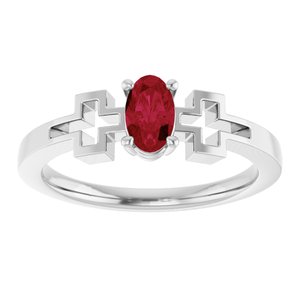 Platinum Natural Ruby Youth Cross Ring