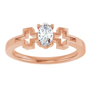14K Rose Gold Natural White Sapphire Youth Cross Ring