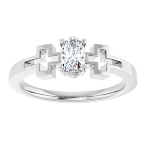 Platinum Natural White Sapphire Youth Cross Ring