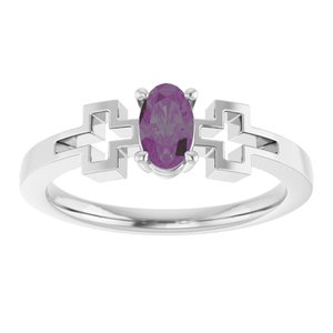Platinum Lab-Grown Alexandrite Youth Cross Ring