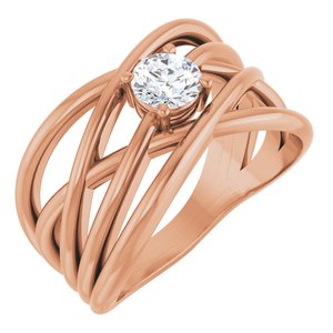 14K Rose Gold 3/8 CT Natural Diamond Criss-Cross Ring