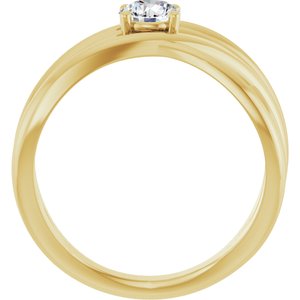 14K Yellow Gold 3/8 CT Natural Diamond Criss-Cross Ring