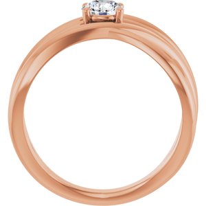 14K Rose Gold 3/8 CT Natural Diamond Criss-Cross Ring