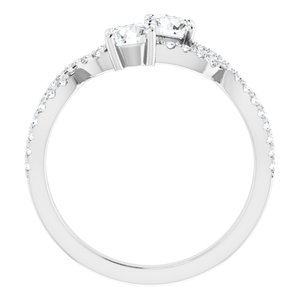 14K White Gold 4 mm Round 5/8 CTW Natural Diamond Two-Stone Ring