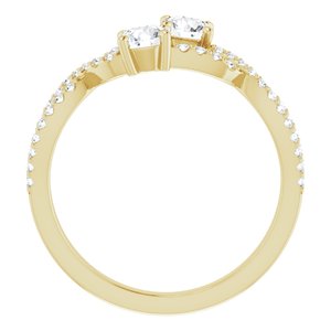 14K Yellow Gold 4 mm Round 5/8 CTW Natural Diamond Two-Stone Ring