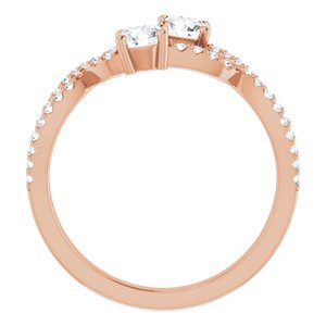14K Rose Gold 4 mm Round 5/8 CTW Natural Diamond Two-Stone Ring