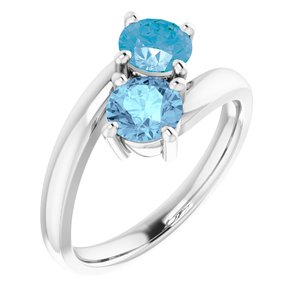 14K White Gold Natural Aquamarine & Natural Swiss Blue Topaz Ring