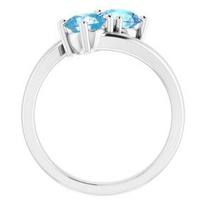 14K White Gold Natural Aquamarine & Natural Swiss Blue Topaz Ring