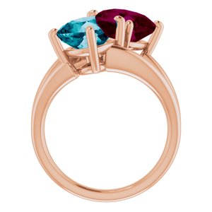 14K Rose Gold Natural London Blue Topaz & Natural Rhodolite Garnet Ring